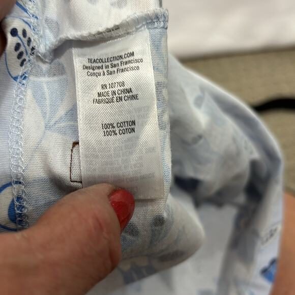 Tea Collection Cotton Sleeveless Blue Floral Dress Size 5 - Picture 9 of 10